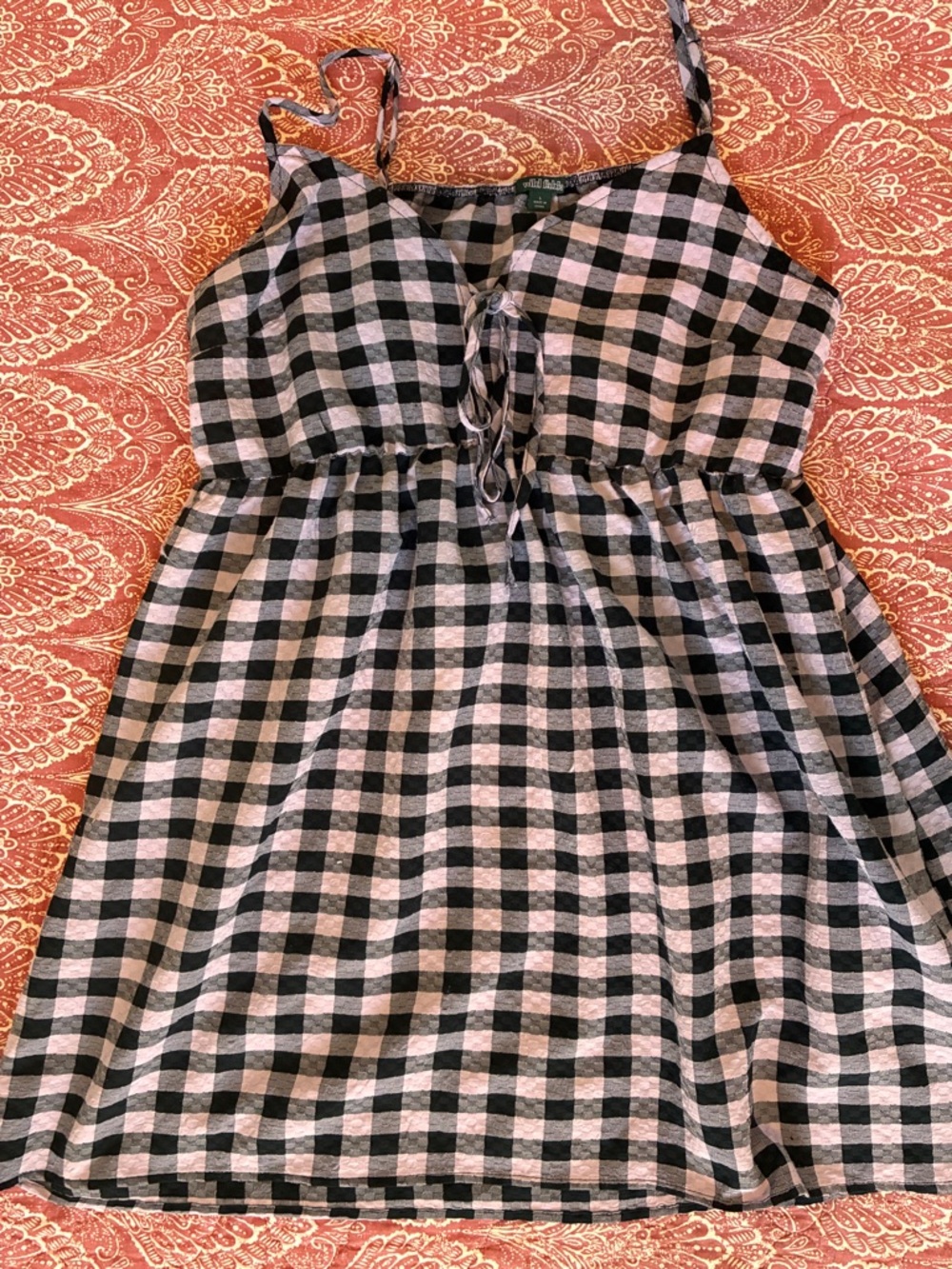 wild fable Black and White Gingham Tie-Front Sundress